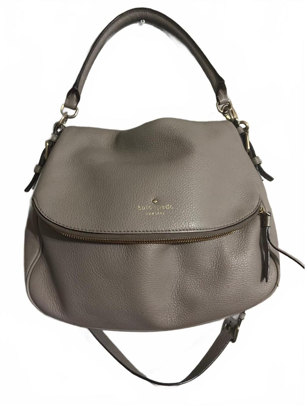 Kate Spade Pebbled Leather Shoulder Bag in Taupe minimalist